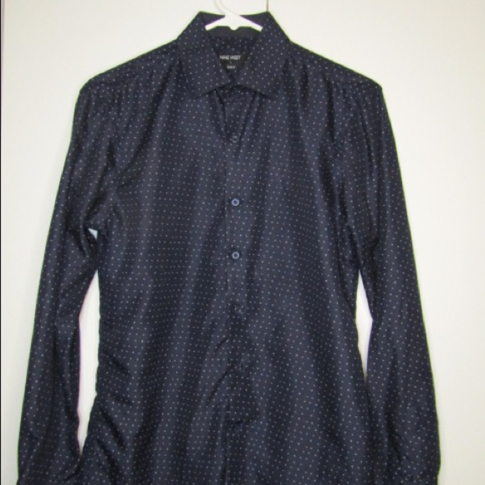 Nine West White Polka Dot Dress Shirt